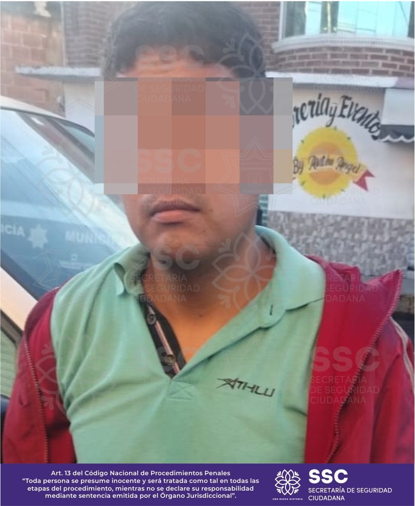 Aseguran SSC y Policía de Xaloztoc a tres sujetos por robo de unidad de transporte público